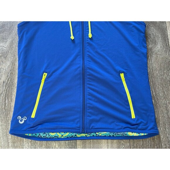 DISNEY PARKS MICKEY MOUSE MOSAIC BLUE HOODED FULL ZIP VEST WOMENS SIZE SMALL ZIP - Picture 3 of 9